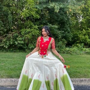 Red and White Traditional Dress